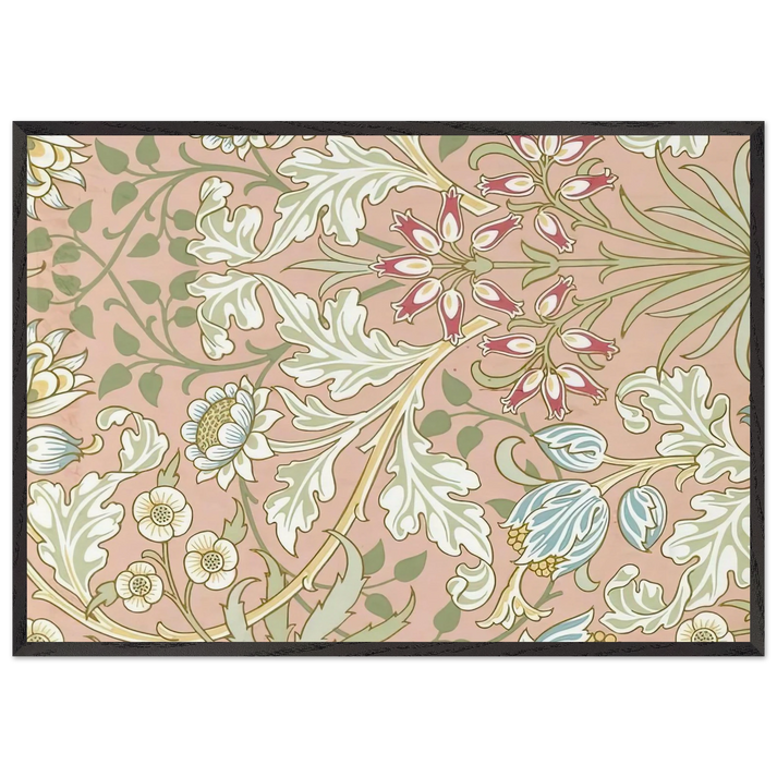 WALLPAPER HYACINTH PATTERN 480 1917 - William Morris 70x100 cm / 28x40 inches Framed Art Print – Black Wooden Frame
