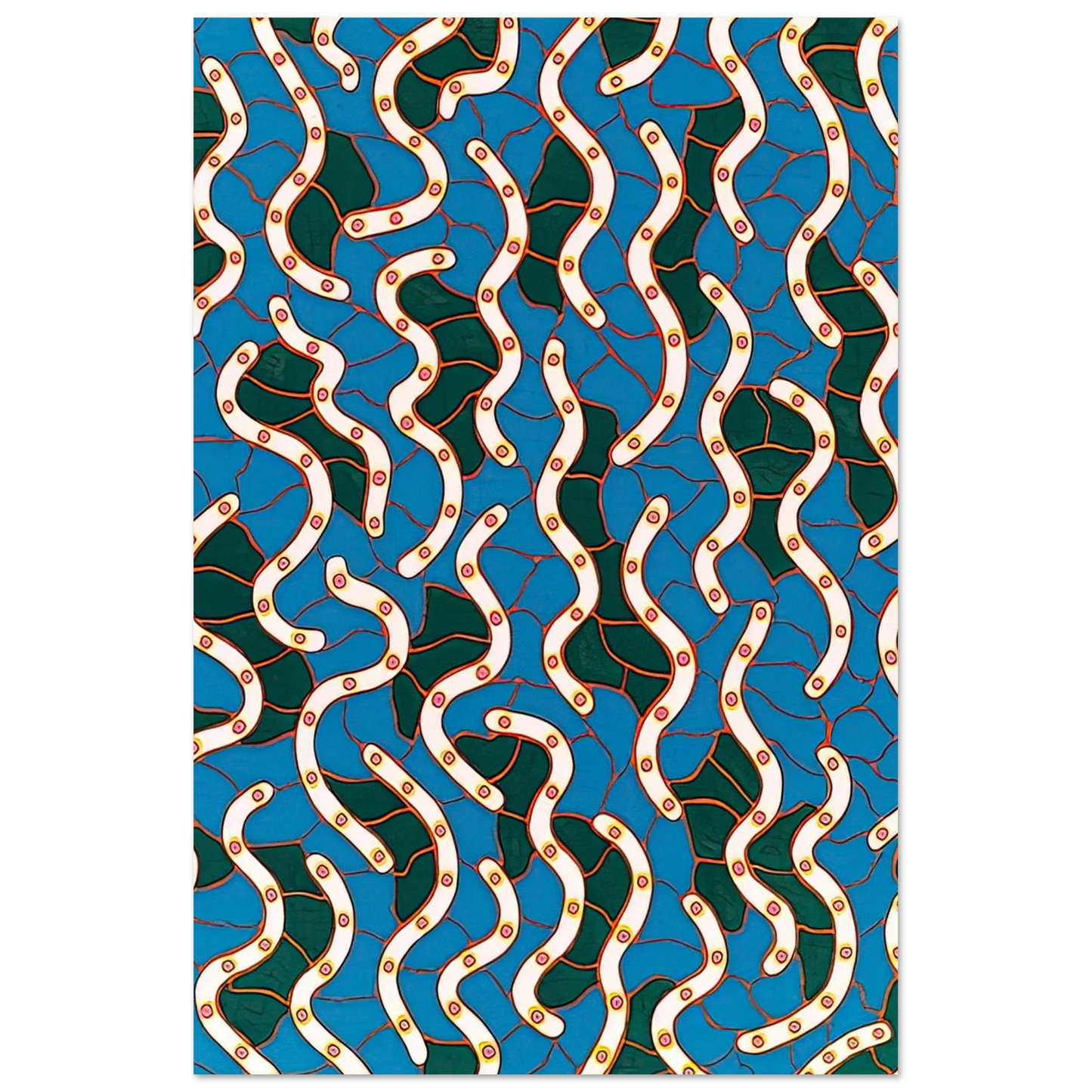 Yayoi Kusama - WAVES ON THE HUDSON RIVER 1988 Fine Art Poster - 75x100 cm / 30x40 inches