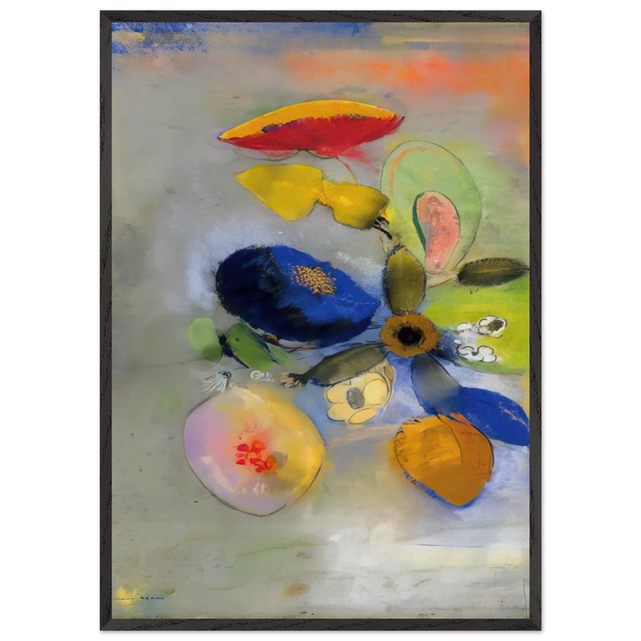 FLOWERS 3 - Odilon Redon 70x100 cm / 28x40 inches Framed Art Print – Black Wooden Frame