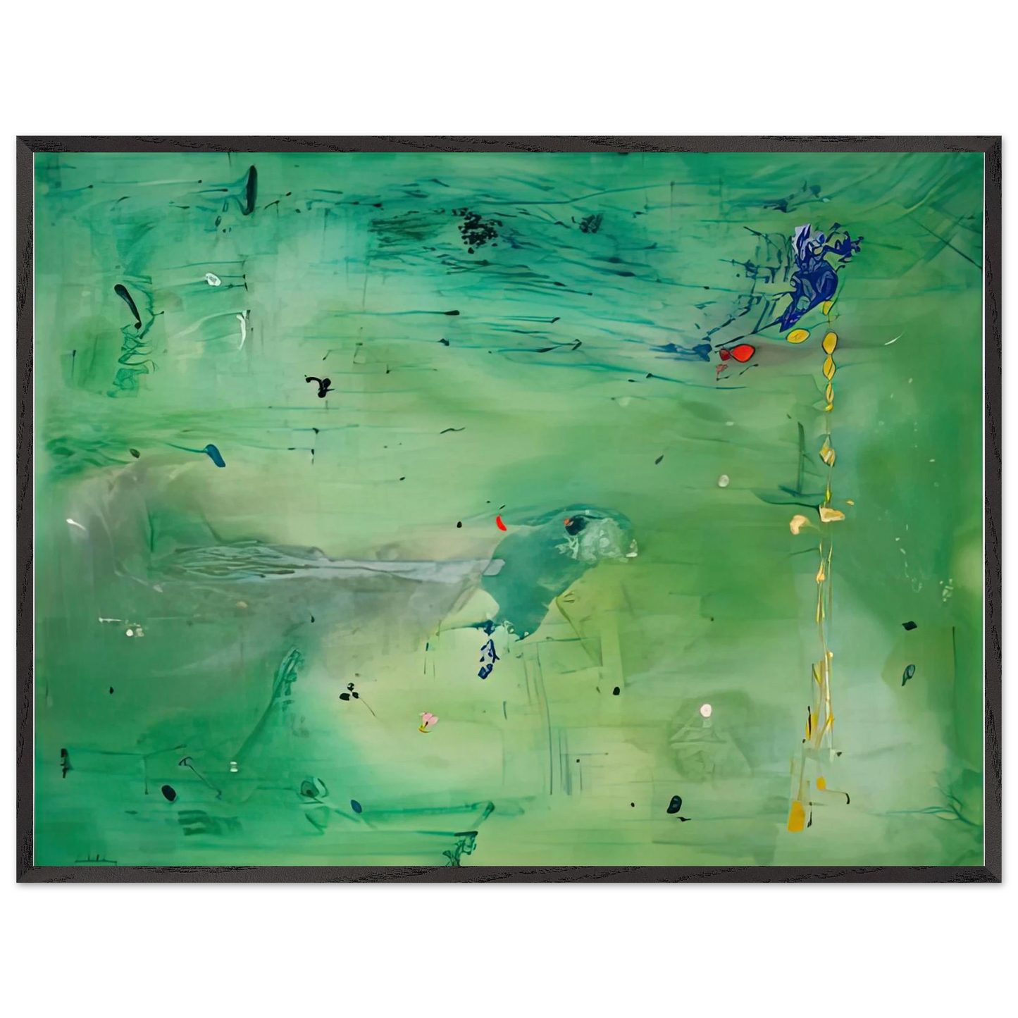 Helen Frankenthaler - A Green Thought in a Green Shade, 1981- Wall Art - 60x80 cm / 24x32 inches - Premium Wooden Framed Poster With Fine Art Paper-canvas - Wood frame