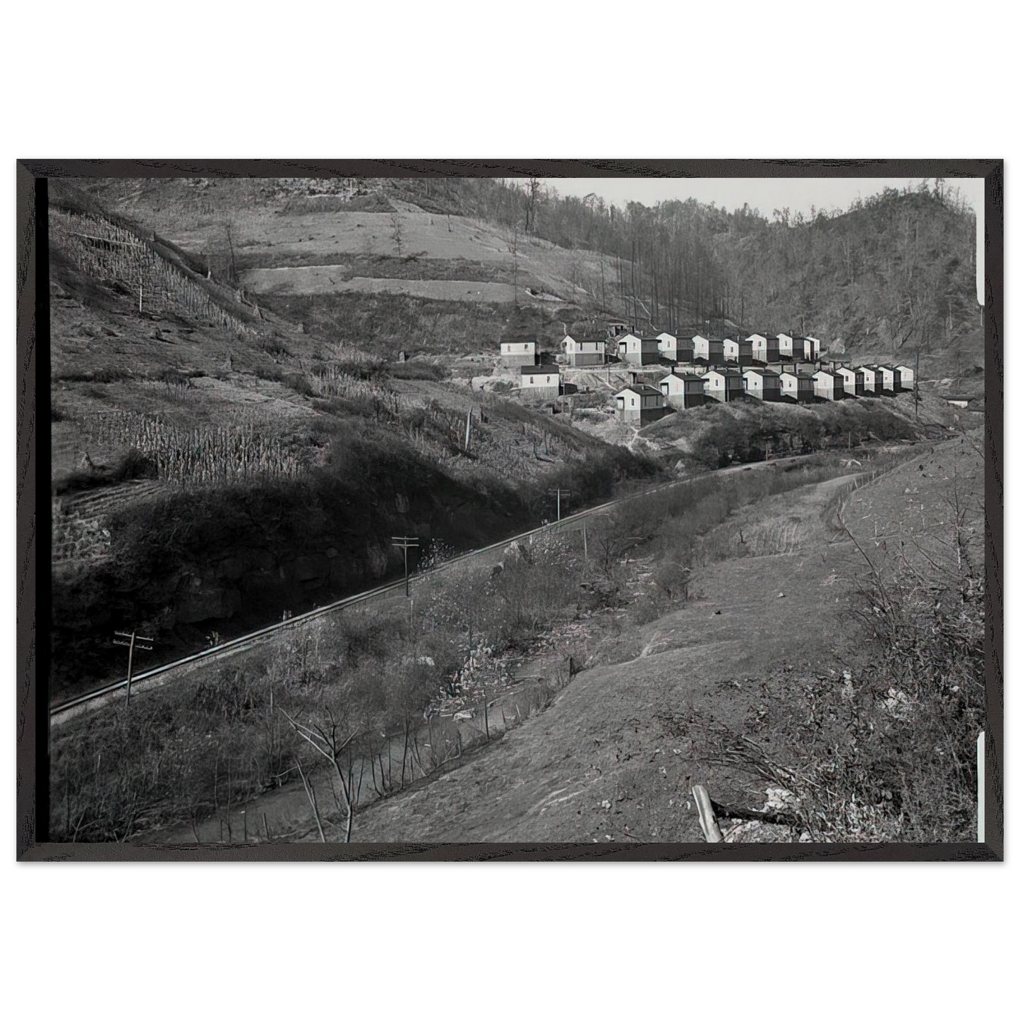 COAL COMPANY TOWN IN JENKINS 1935 - Ben Shahn 70x100 cm / 28x40 inches Framed Art Print – Black Wooden Frame