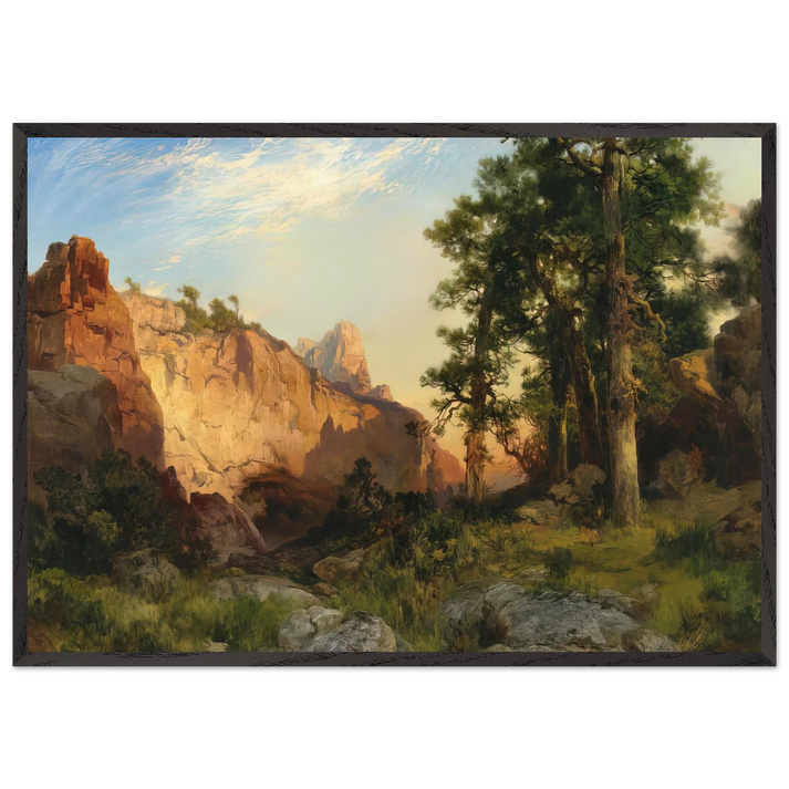Coconino Pines and Cliff Arizona - Thomas Moran 70x100 cm / 28x40 inches Framed Art Print – Black Wooden Frame