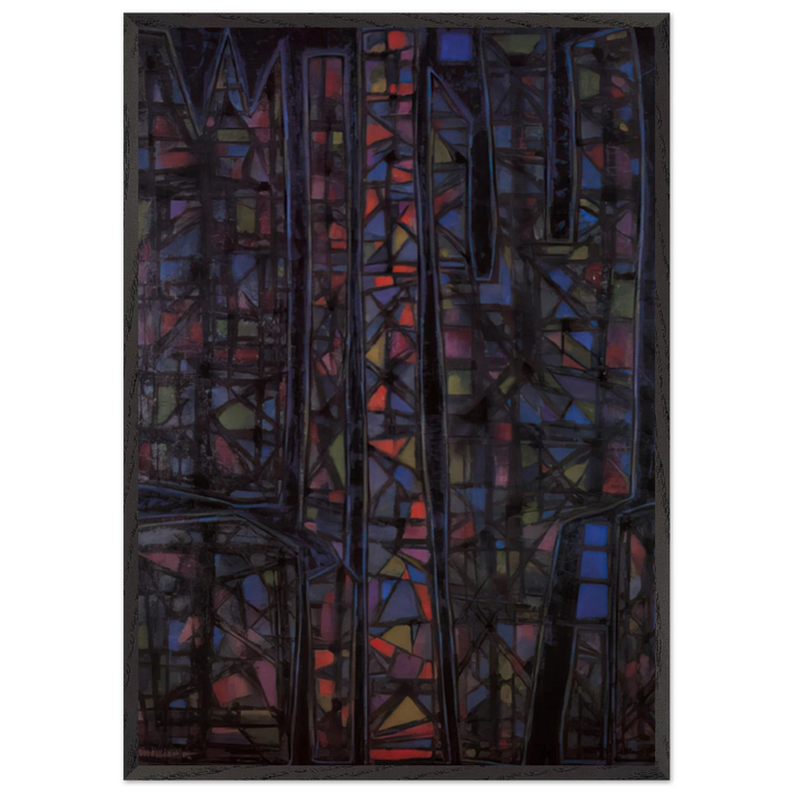 Recueillement nocturne II - 1952 - Alfred Manessier 70x100 cm / 28x40 inches Framed Art Print – Black Wooden Frame