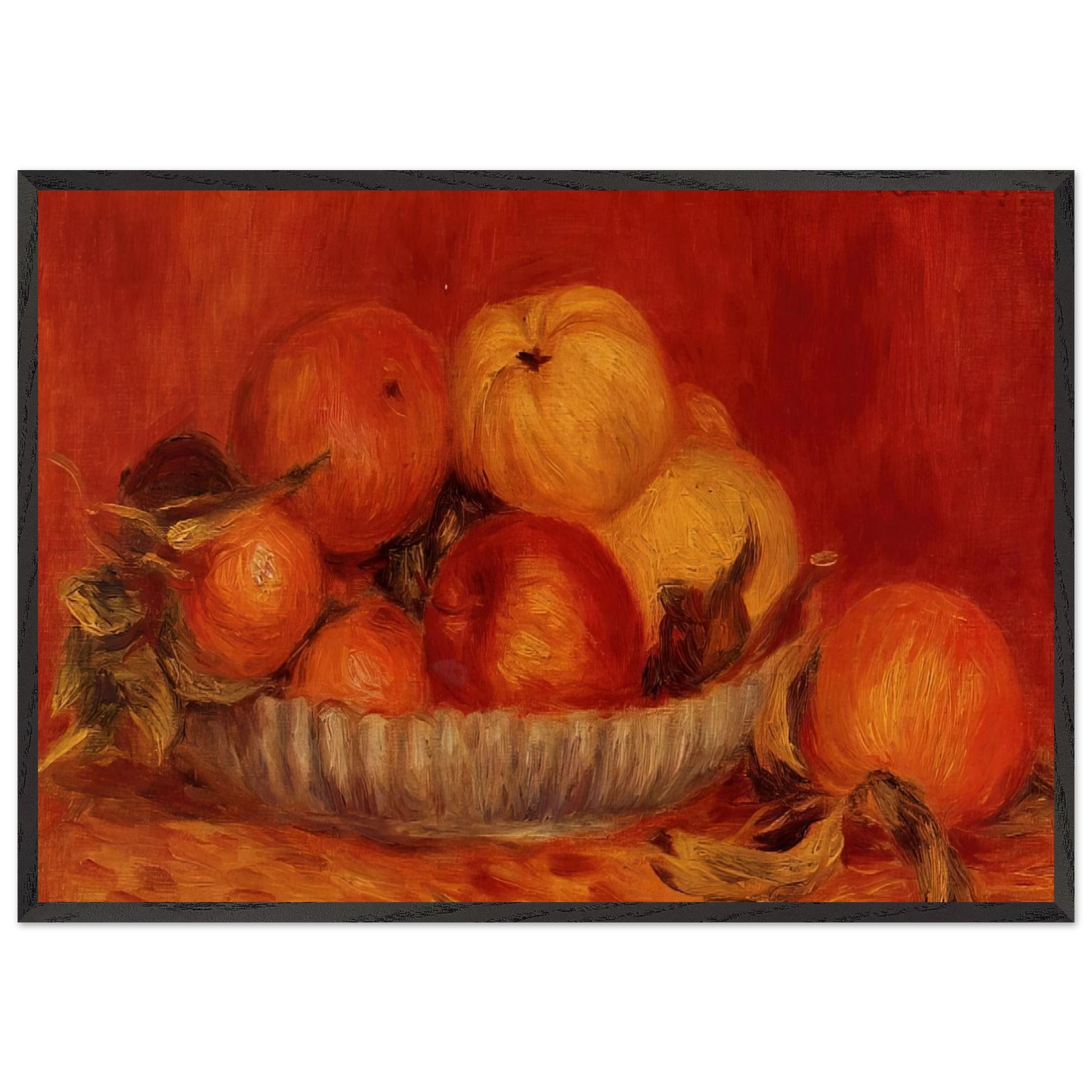 Still Life with Apples and Oranges - Pierre-Auguste Renoir 70x100 cm / 28x40 inches Framed Art Print – Black Wooden Frame