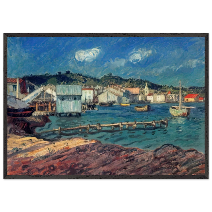 THE PORT OF MARTIGUES - Raoul Dufy 70x100 cm / 28x40 inches Framed Art Print – Black Wooden Frame
