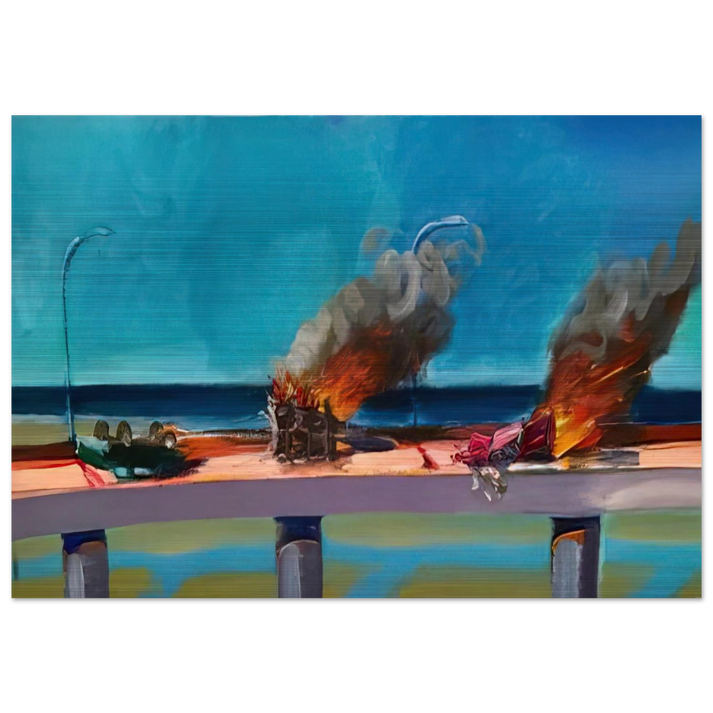 Longo Crash - 1982 - Carlos Almaraz Brushed Aluminum Print - 70x100 cm / 28x40 inches | Carlos Almaraz Aluminum Print | Carlos Almaraz Prints