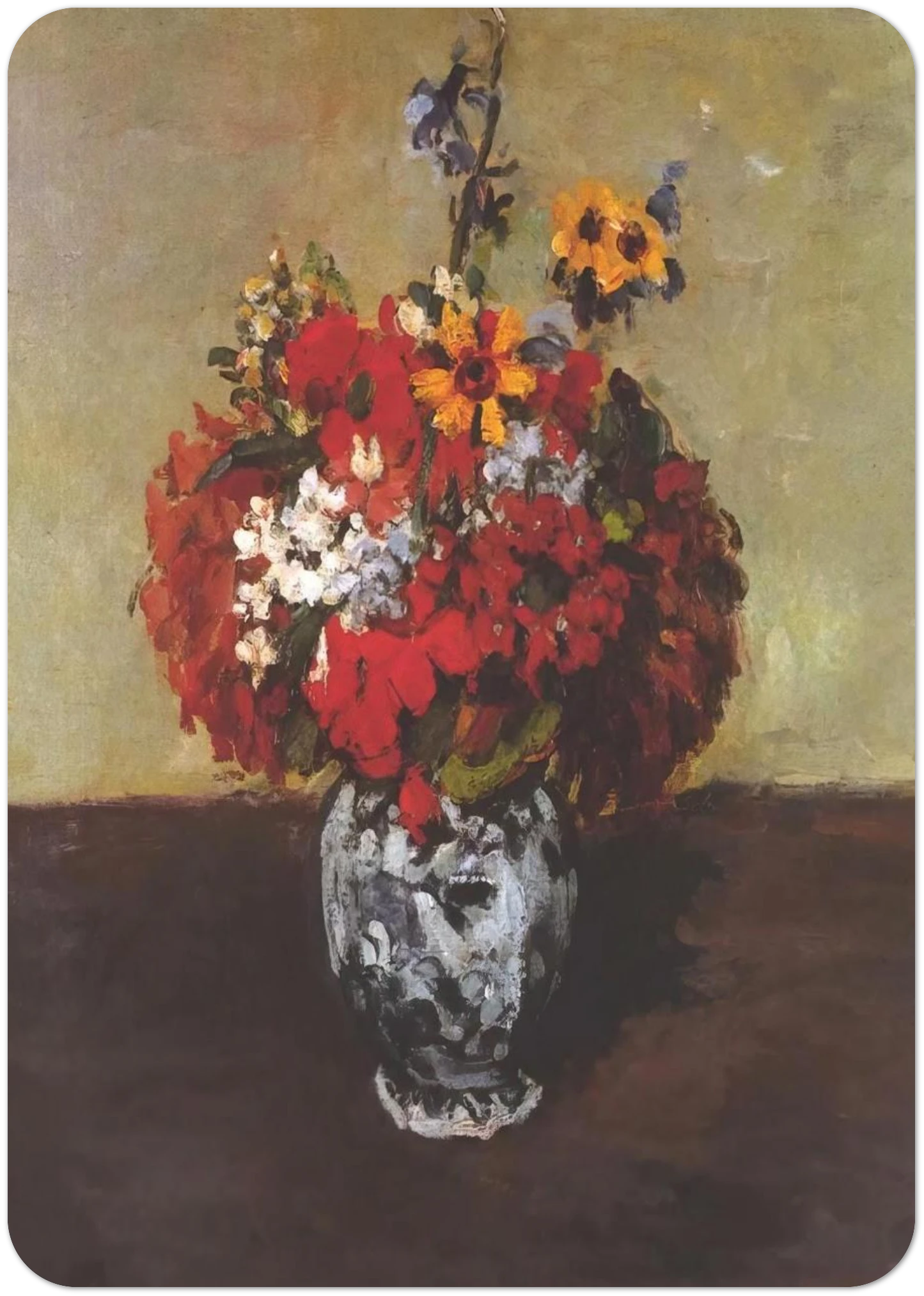 Dahlias In A Delft Vase By Paul Cézanne Pack of 10 Post Cards | Paul Cézanne Post Cards | A6 (10.5 x 14.8 cm) - 4.1 x 5.8 inches