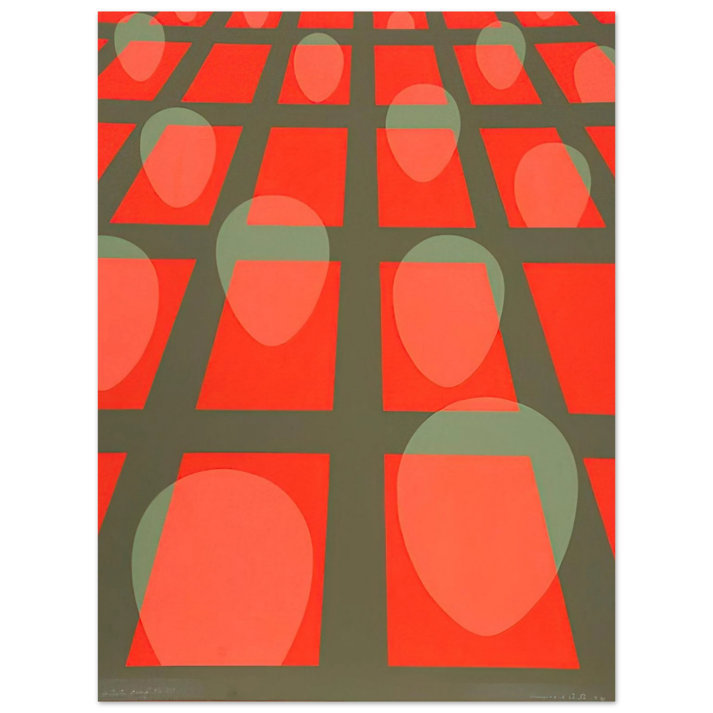 Clarence Holbrook Carter - Untitled - Faces in a Grid Red - 1971 Fine Art Poster - Default Title