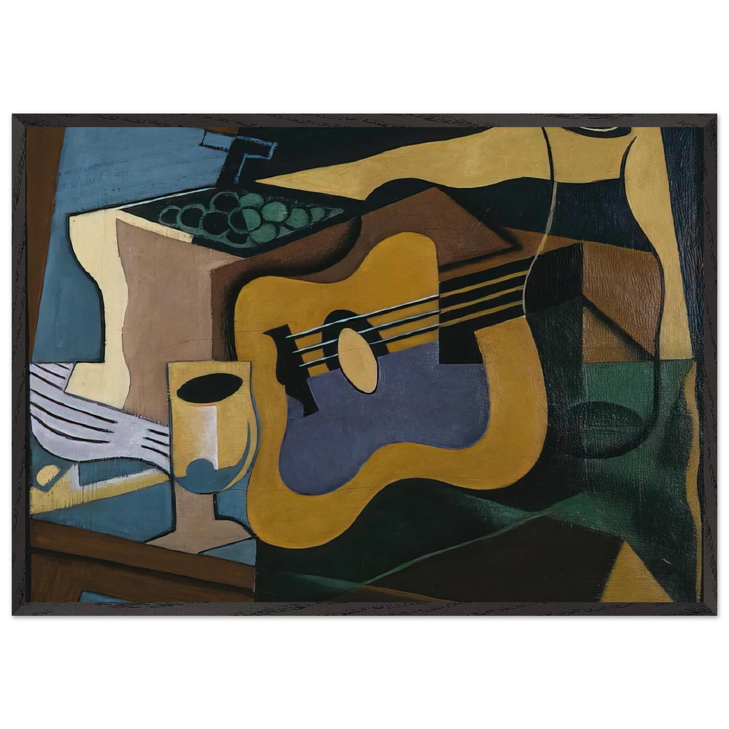 STILL LIFE WITH GUITAR 1920 - Juan Gris 70x100 cm / 28x40 inches Framed Art Print – Black Wooden Frame