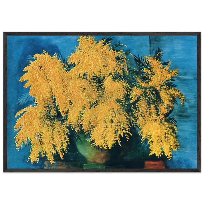 VASE OF MIMOSA 1952 - Moise Kisling 70x100 cm / 28x40 inches Framed Art Print – Black Wooden Frame