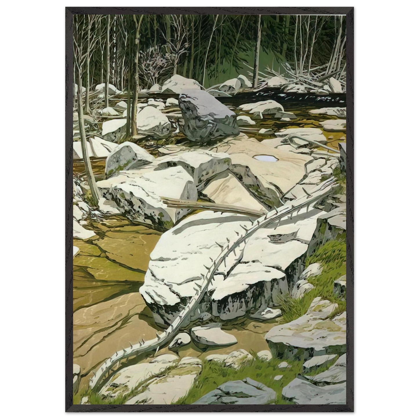 The Blue Pool - 1980 - Neil Welliver 70x100 cm / 28x40 inches Framed Art Print – Black Wooden Frame