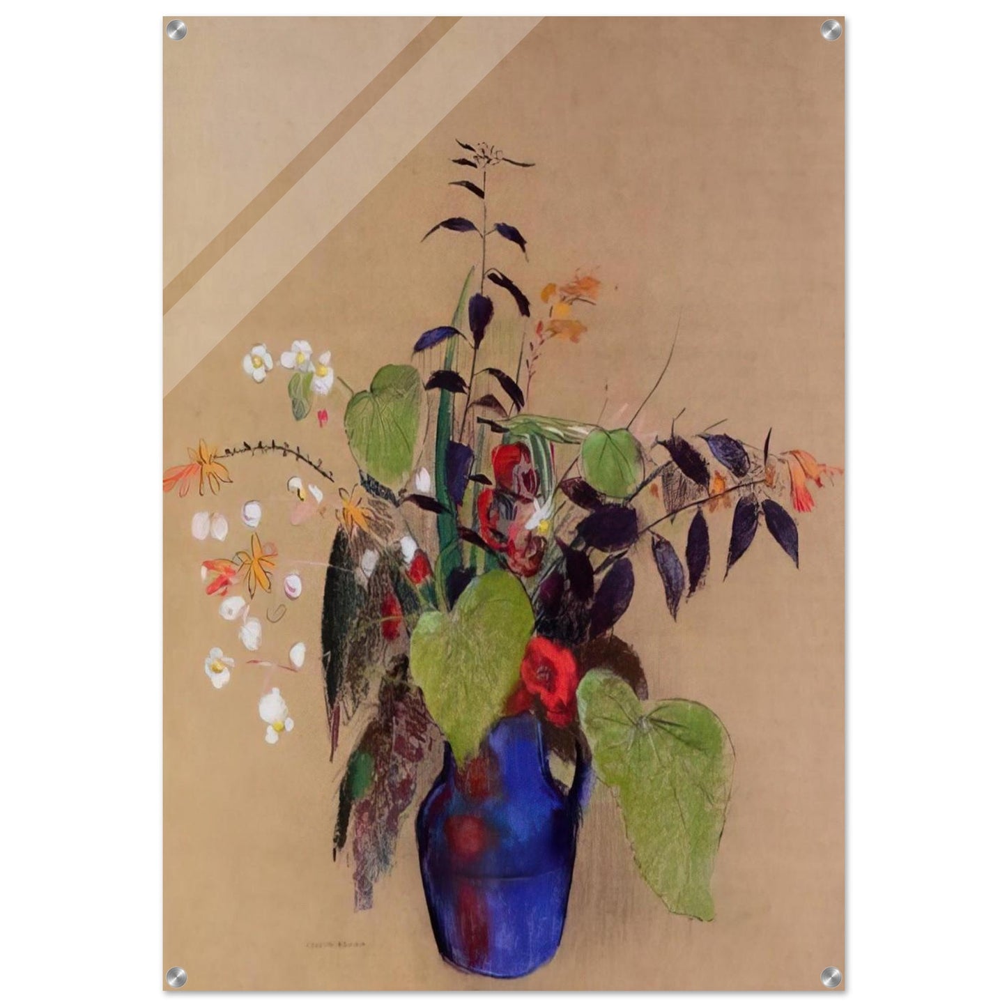 FLOWERS IN A BLUE JUG - Odilon Redon Acrylic Print - 70x100 cm / 28x40″ inches