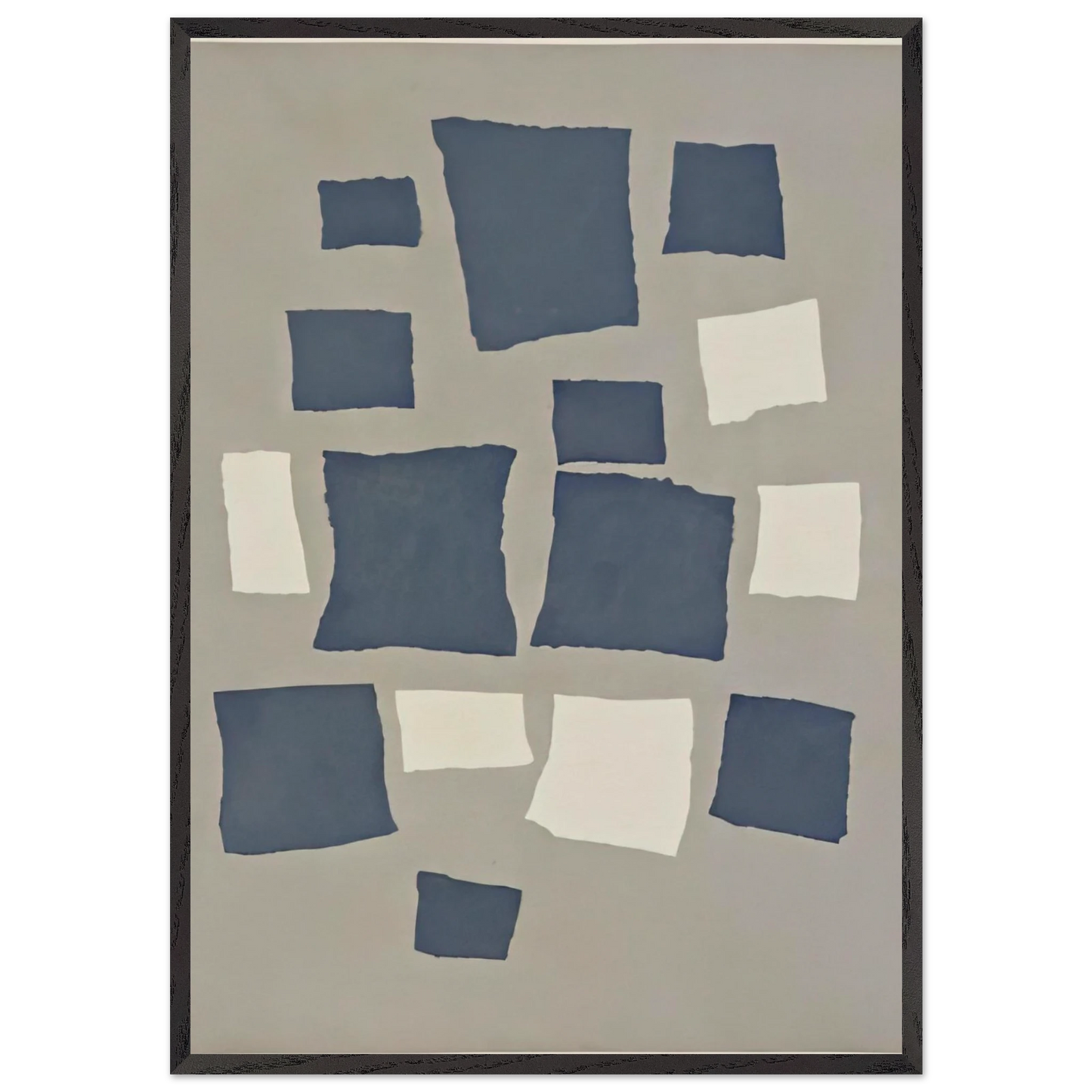 Collage with Squares Arranged According to the Laws of Chance - Jean Arp 70x100 cm / 28x40 inches Framed Art Print – Black Wooden Frame