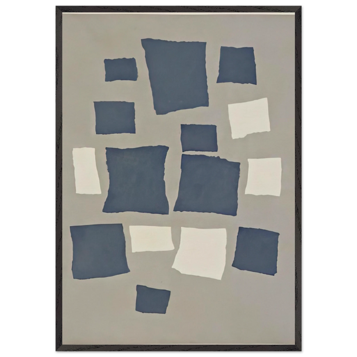 Collage with Squares Arranged According to the Laws of Chance - Jean Arp 70x100 cm / 28x40 inches Framed Art Print – Black Wooden Frame