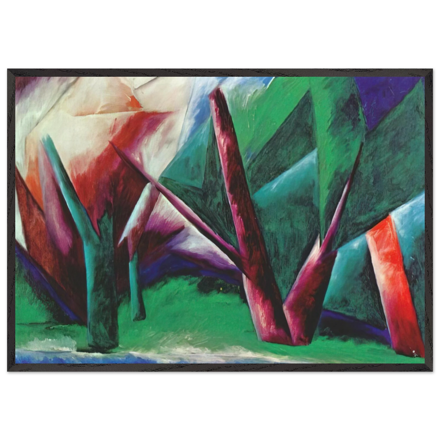 Forest Red-green - 1914 - Natalia Goncharova Framed Art Print – Black Wooden Frame - Default Title - -Framed Art Print