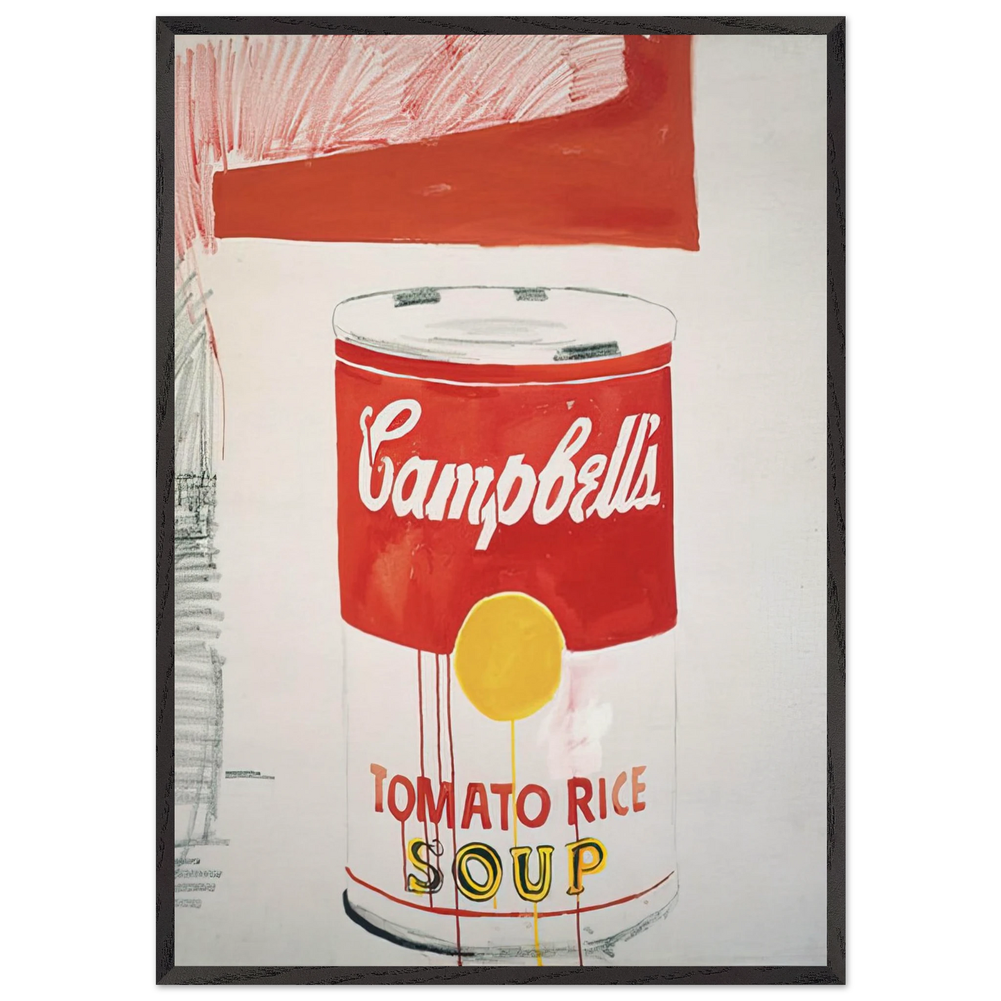 Campbells Soup Can Tomato Rice - Andy Warhol 70x100 cm / 28x40 inches Framed Art Print – Black Wooden Frame