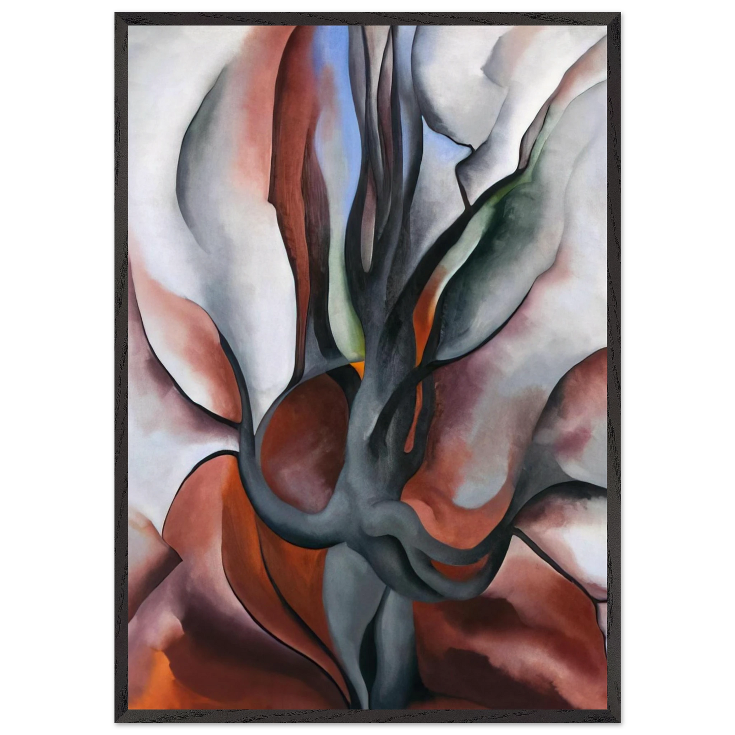 Autumn Trees - The Maple - Georgia OKeeffe 70x100 cm / 28x40 inches Framed Art Print – Black Wooden Frame