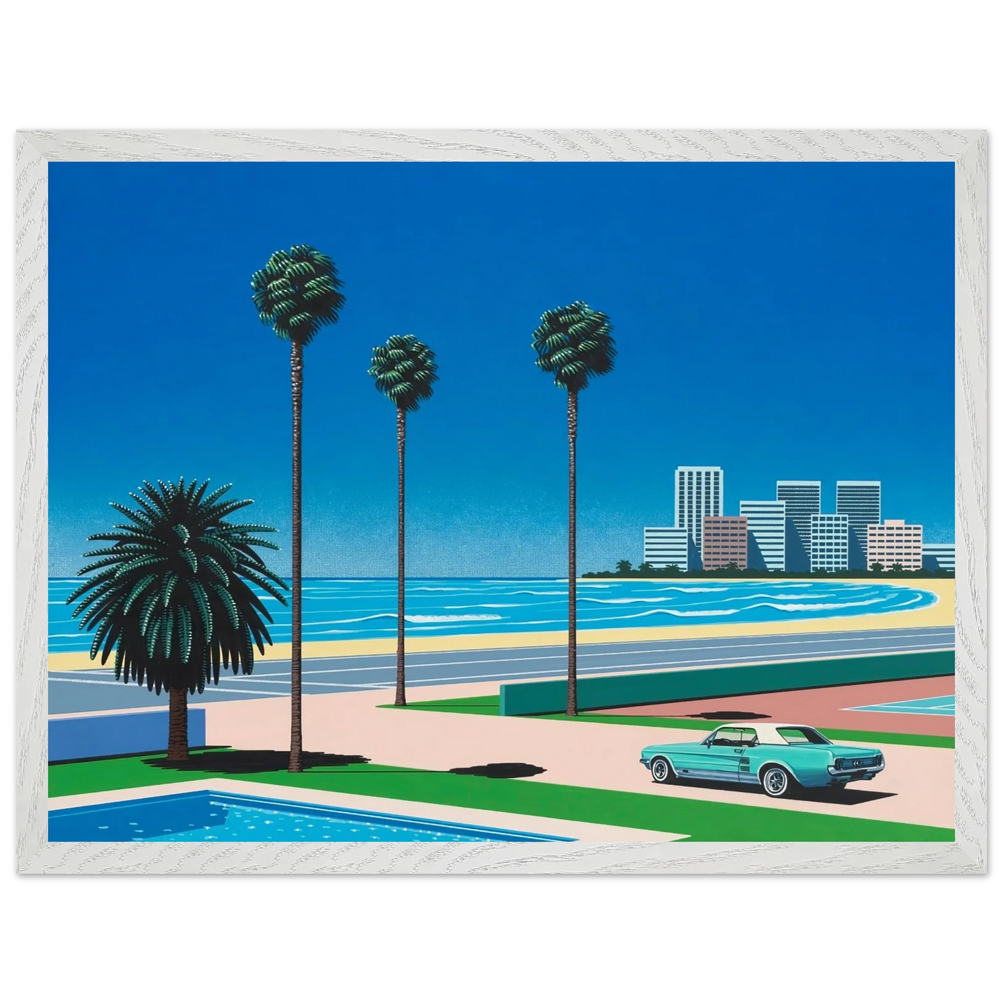 Hiroshi Nagai - Sunshine Reggae Wall Art - 60x80 cm / 24x32 inches - Premium Wooden Framed Poster With Fine Art Paper - White frame