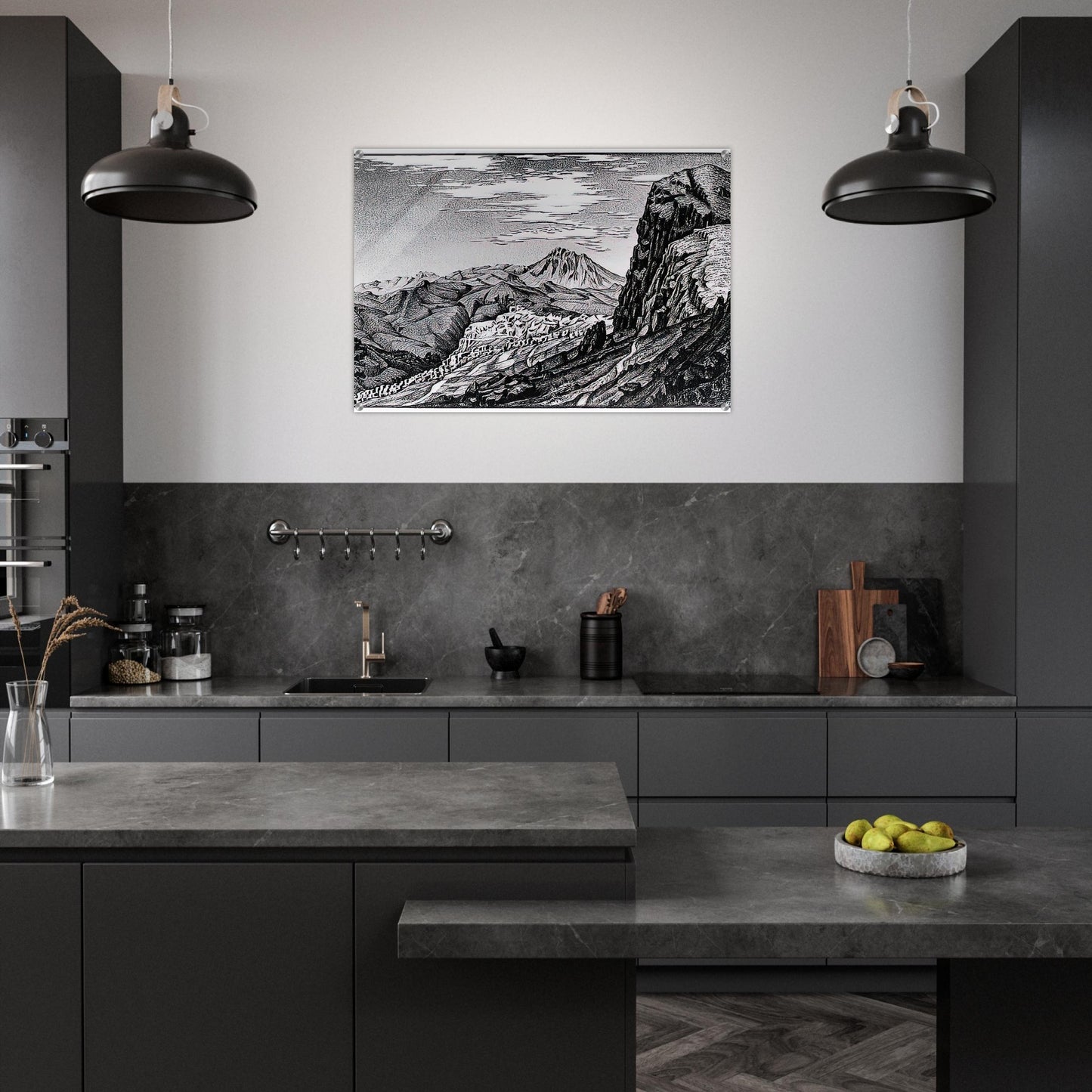 CALTAVUTURO IN THE MADONIE MOUNTAINS SICILY - MC Escher Acrylic Print - 70x100 cm / 28x40″ inches | Maurits Cornelis Escher Prints