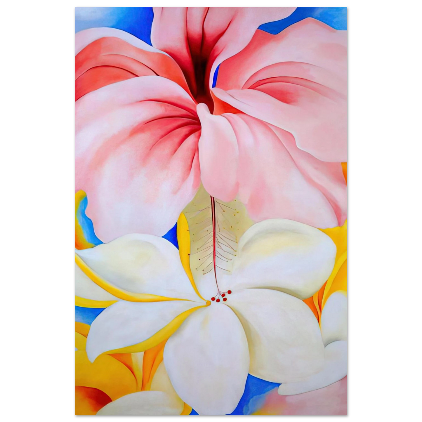 Georgia O'Keeffe - Hibiscus with Plumeria Fine Art Poster - 40x60 cm / 16x24 inches