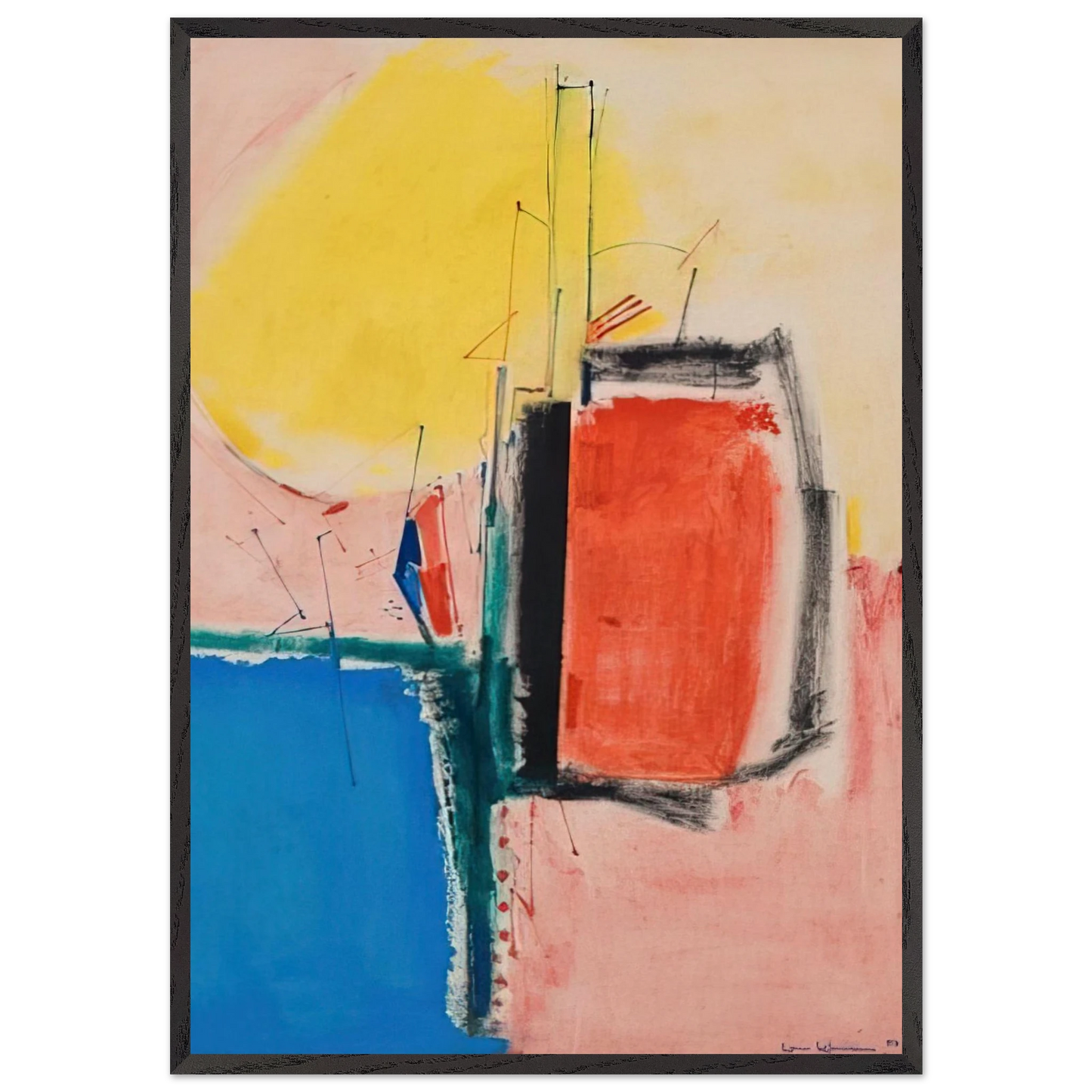 Composition No 1 - Hans Hofmann 70x100 cm / 28x40 inches Framed Art Print – Black Wooden Frame