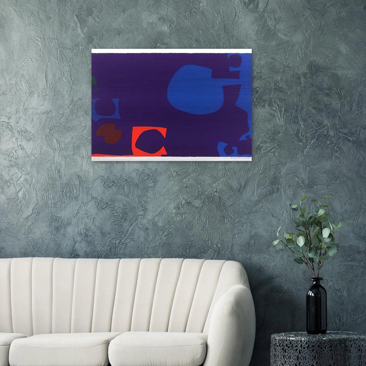 Blue and Deep Violet with Orange, Brown and Green - 1970 - Patrick Heron Brushed Aluminum Print - 70x100 cm / 28x40 inches | Patrick Heron Aluminum Print | Patrick Heron Prints