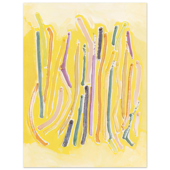Ronnie Landfield - Yellow Line Painting - 1973 75x100 cm / 30x40inches Fine Art Poster