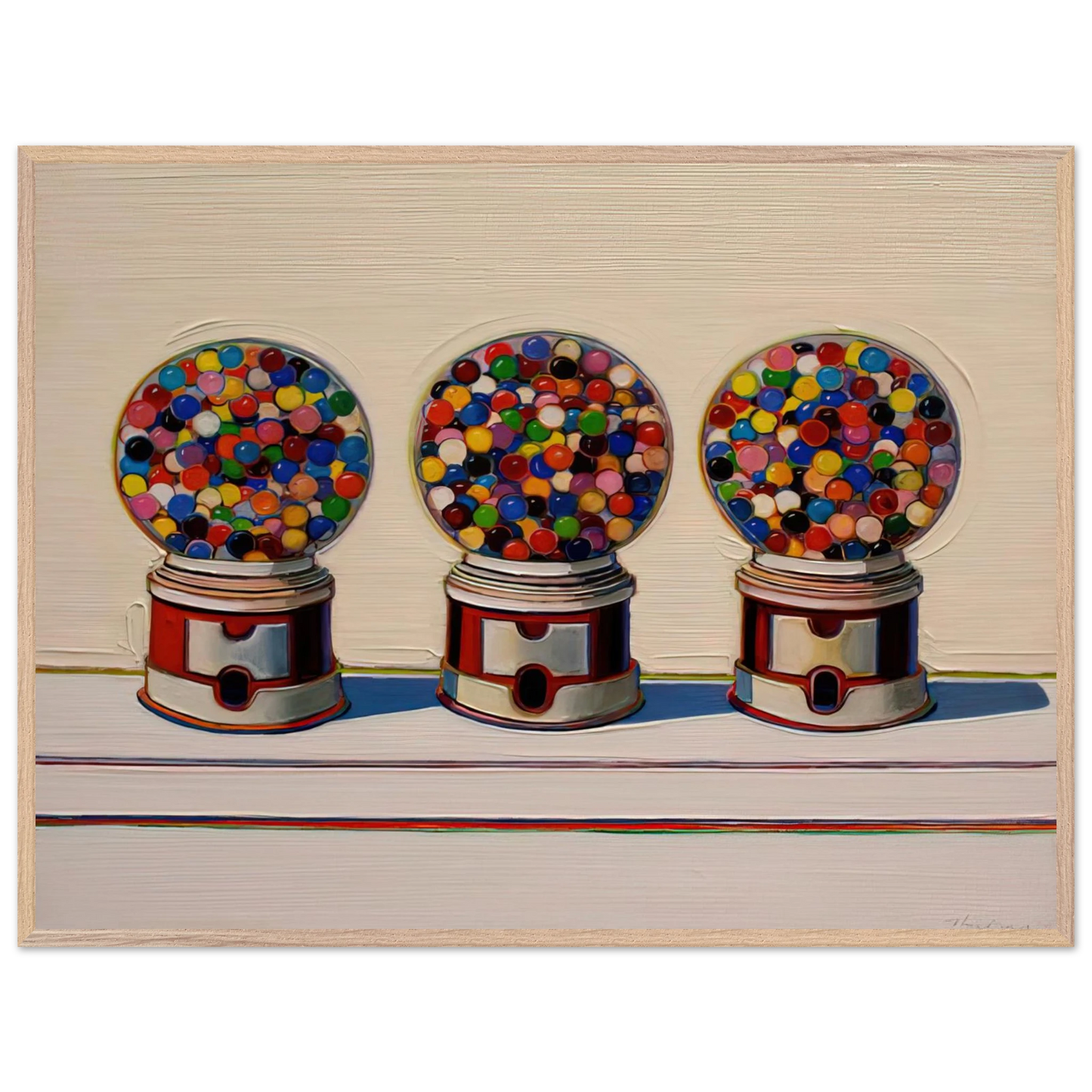 Wayne Thiebaud - Three Machines - 1963 Wall Art - 60x80 cm / 24x32 inches - Premium Wooden Framed Poster With Fine Art Paper - Wood frame