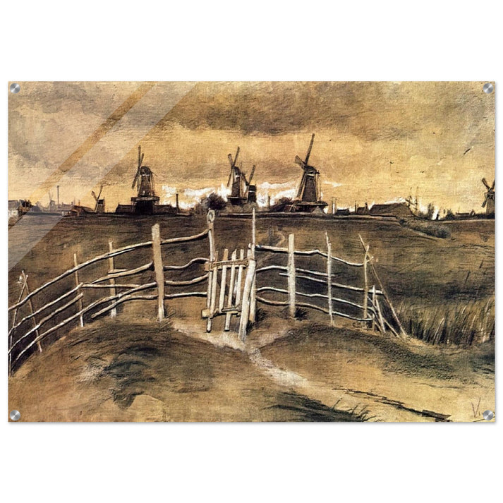 Windmils at Dordrecht - Vincent van Gogh Acrylic Print - 70x100 cm / 28x40″ inches