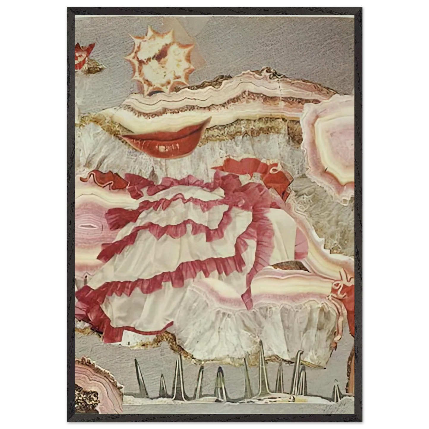 AROUND A RED MOUTH 1967 - Hannah Hoch Framed Art Print – Black Wooden Frame - Default Title - -Framed Art Print