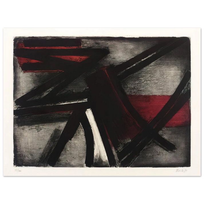 Pierre Soulages - Etching No. 2 - 1952 75x100 cm / 30x40inches Fine Art Poster