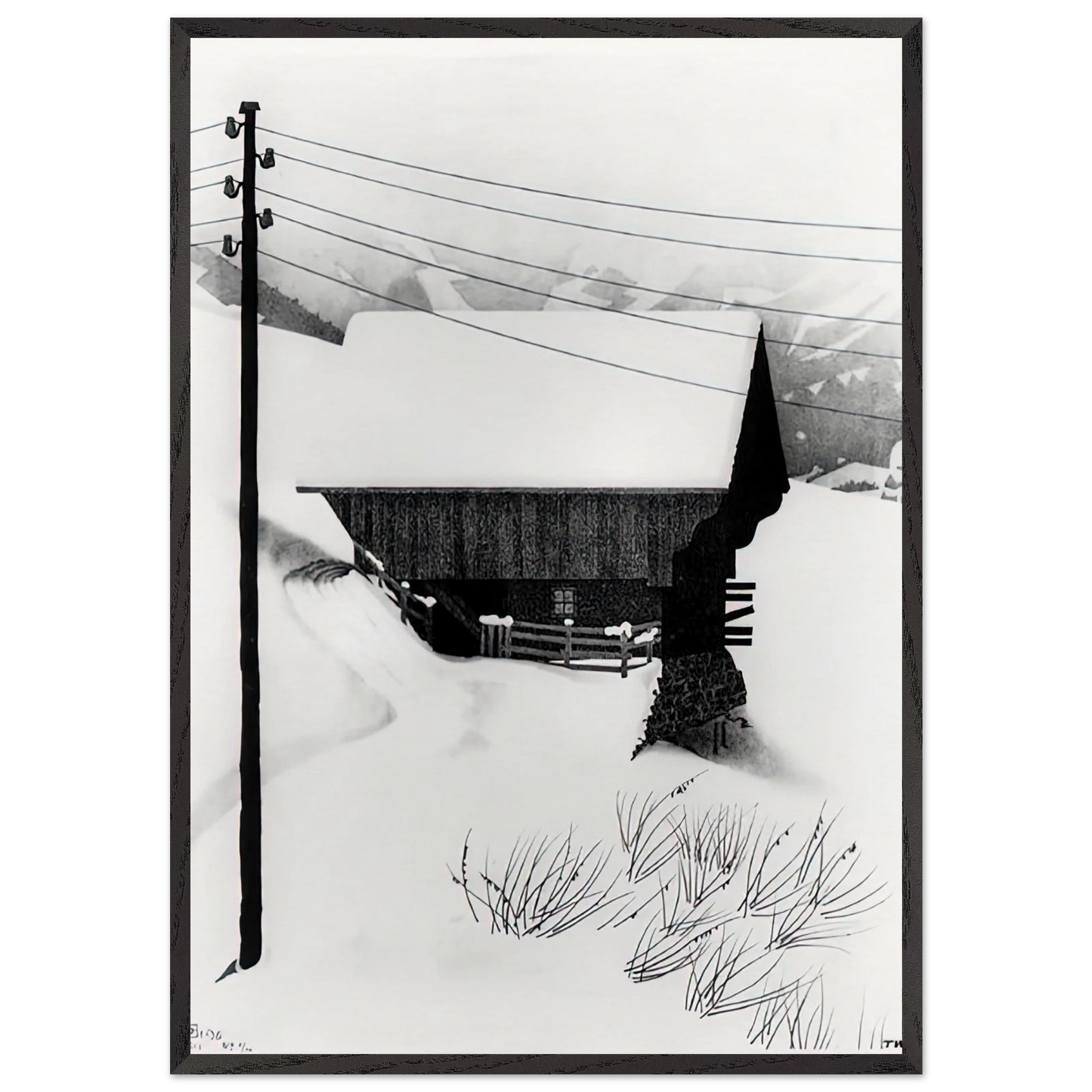SNOW - MC Escher Framed Art Print – Black Wooden Frame - Default Title - -Framed Art Print