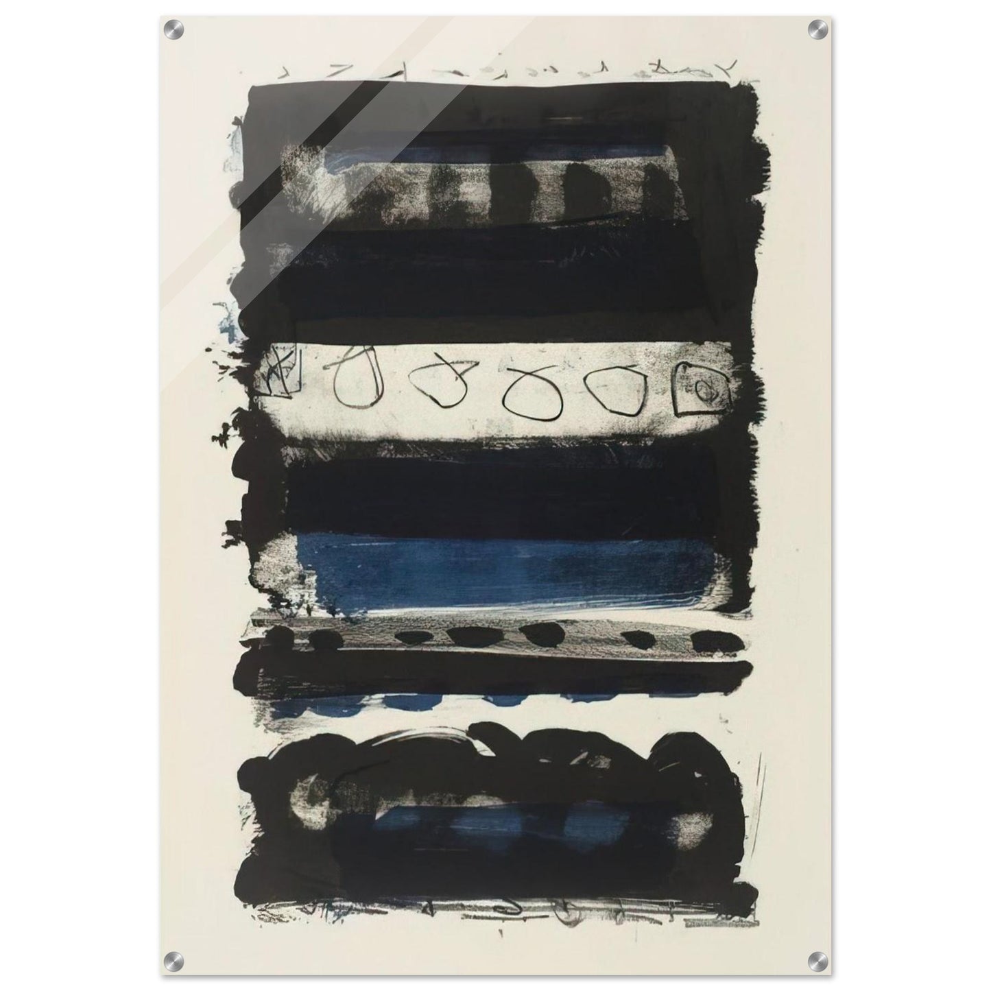 Black and Blue Stripes - 1958 - Patrick Heron Acrylic Print - 70x100 cm / 28x40″ inches | Patrick Heron Wall Art | Patrick Heron Prints