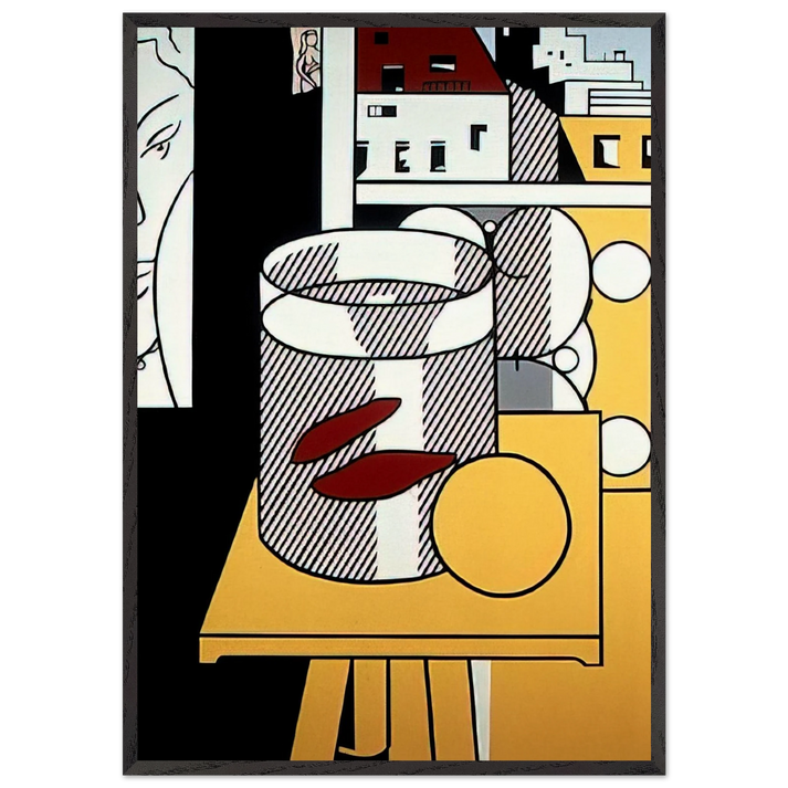 STILL LIFE WITH GOLDFISH 1974 - Roy Lichtenstein 70x100 cm / 28x40 inches Framed Art Print – Black Wooden Frame
