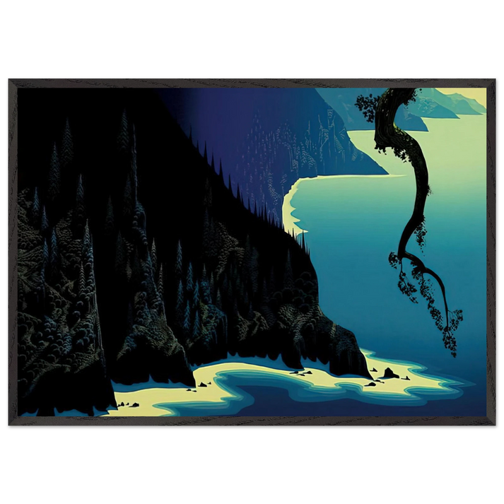 Big Sur - Eyvind Earle 70x100 cm / 28x40 inches Framed Art Print – Black Wooden Frame