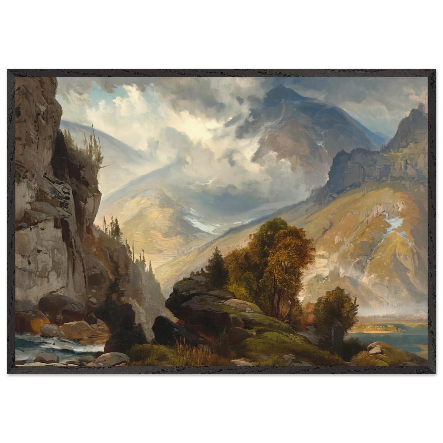 The White Mountains - Thomas Moran Framed Art Print – Black Wooden Frame - Default Title - -Framed Art Print