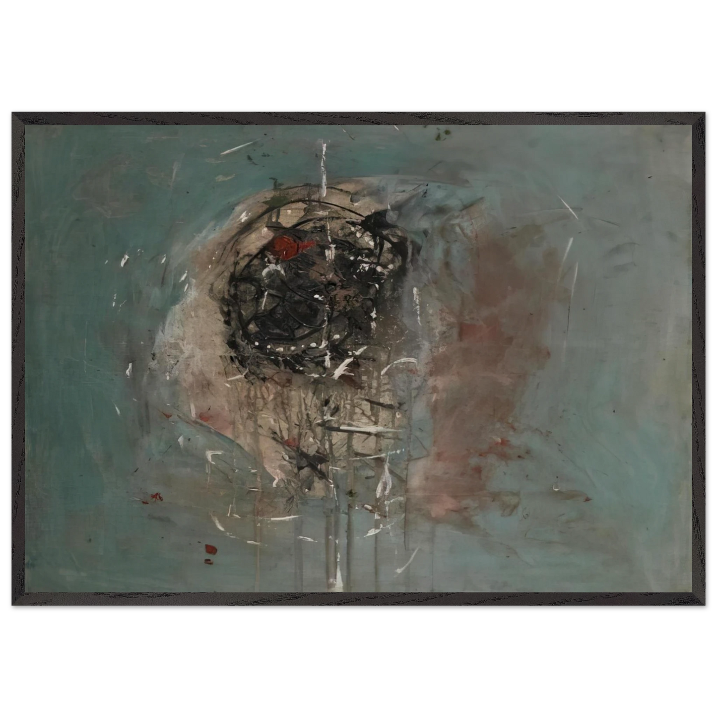 Composition - 1948 N3 - Wols 70x100 cm / 28x40 inches Framed Art Print – Black Wooden Frame