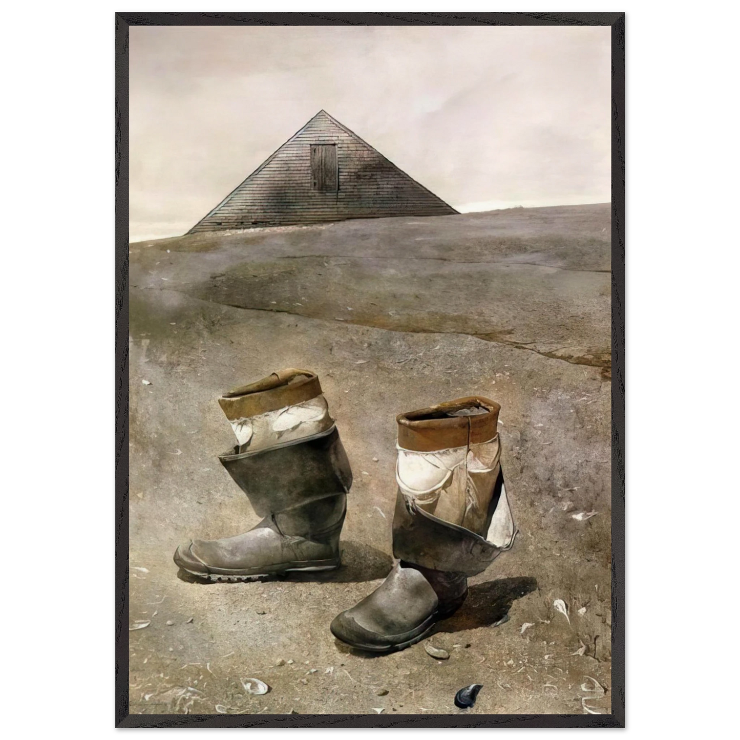 SEA BOOTS - Andrew Wyeth Framed Art Print – Black Wooden Frame - Default Title - -Framed Art Print