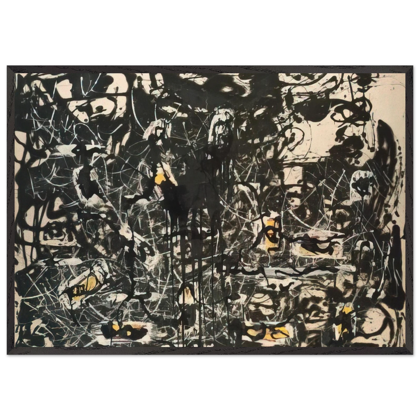 YELLOW ISLANDS - Jackson Pollock Framed Art Print – Black Wooden Frame - Default Title - -Framed Art Print