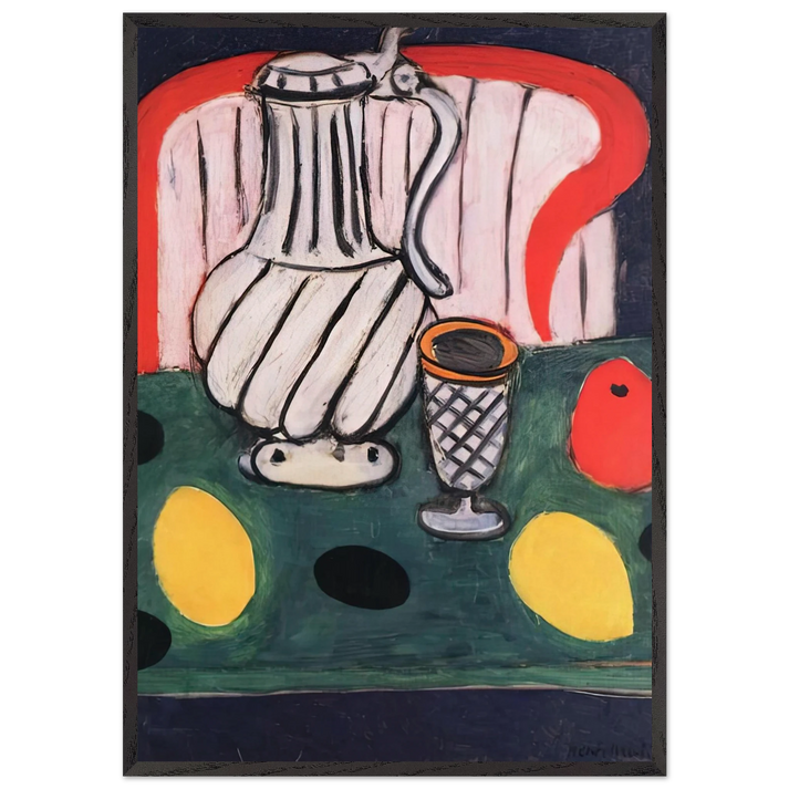 TIN PITCHER LEMON AND ARMCHAIR 1939 - Henri Matisse 70x100 cm / 28x40 inches Framed Art Print – Black Wooden Frame