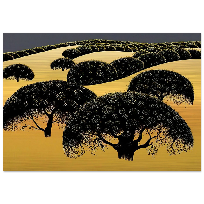 Santa Ynez Oaks - Eyvind Earle Brushed Aluminum Print - 70x100 cm / 28x40 inches | Eyvind Earle Aluminum Print | Eyvind Earle Prints