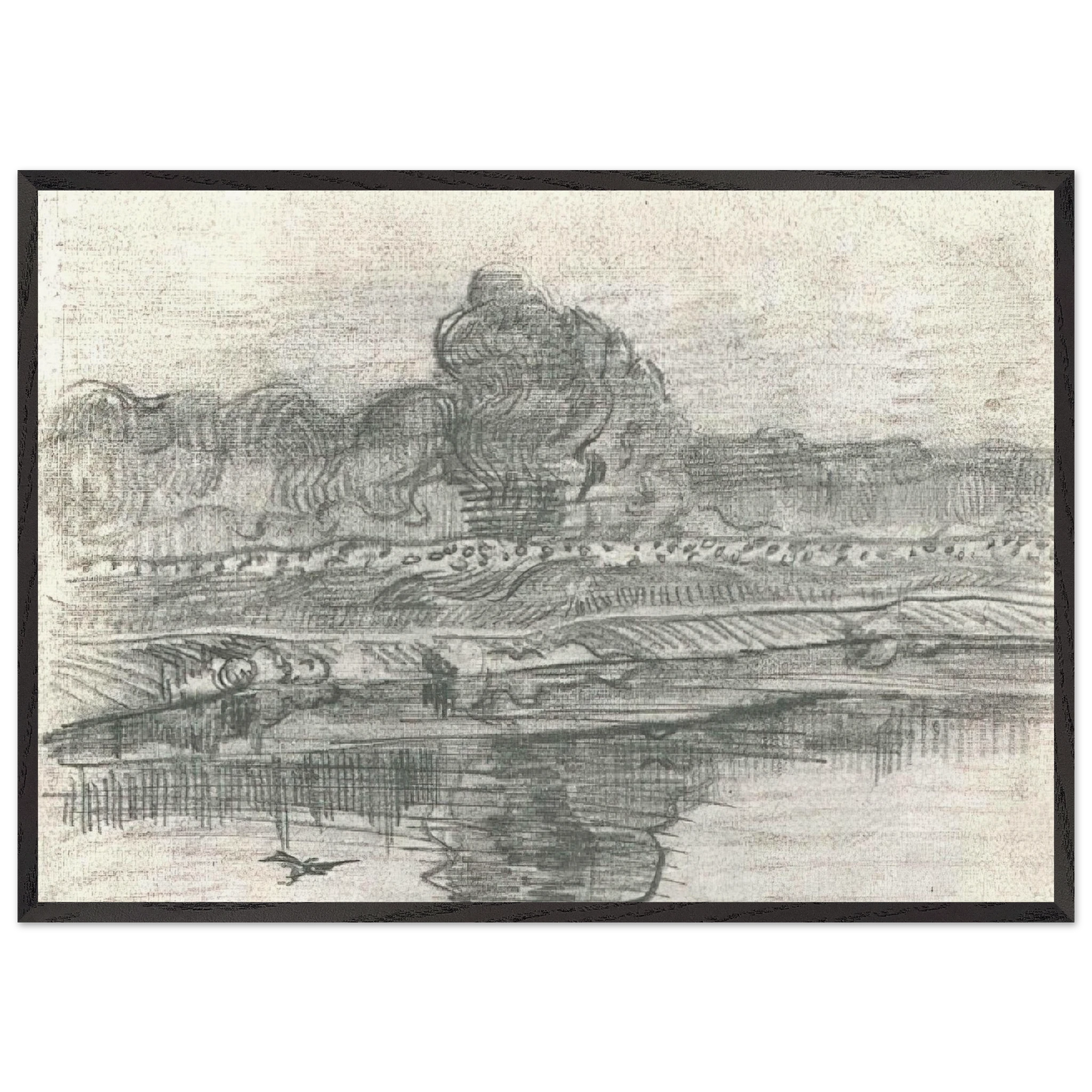 Landscape with the Oise - Vincent van Gogh Framed Art Print – Black Wooden Frame - Default Title - -Framed Art Print