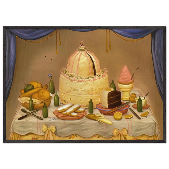 HAPPY BIRTHDAY - Fernando Botero 70x100 cm / 28x40 inches Framed Art Print – Black Wooden Frame