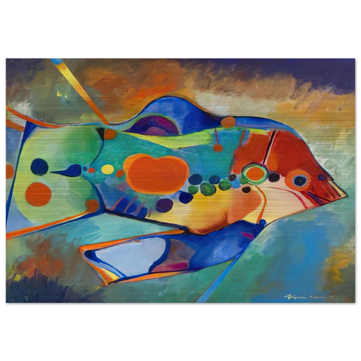 Fish - Naïve Art Primitivism - Aldemir Martins Brushed Aluminum Print - 70x100 cm / 28x40 inches | Aldemir Martins Aluminum Print | Aldemir Martins Prints
