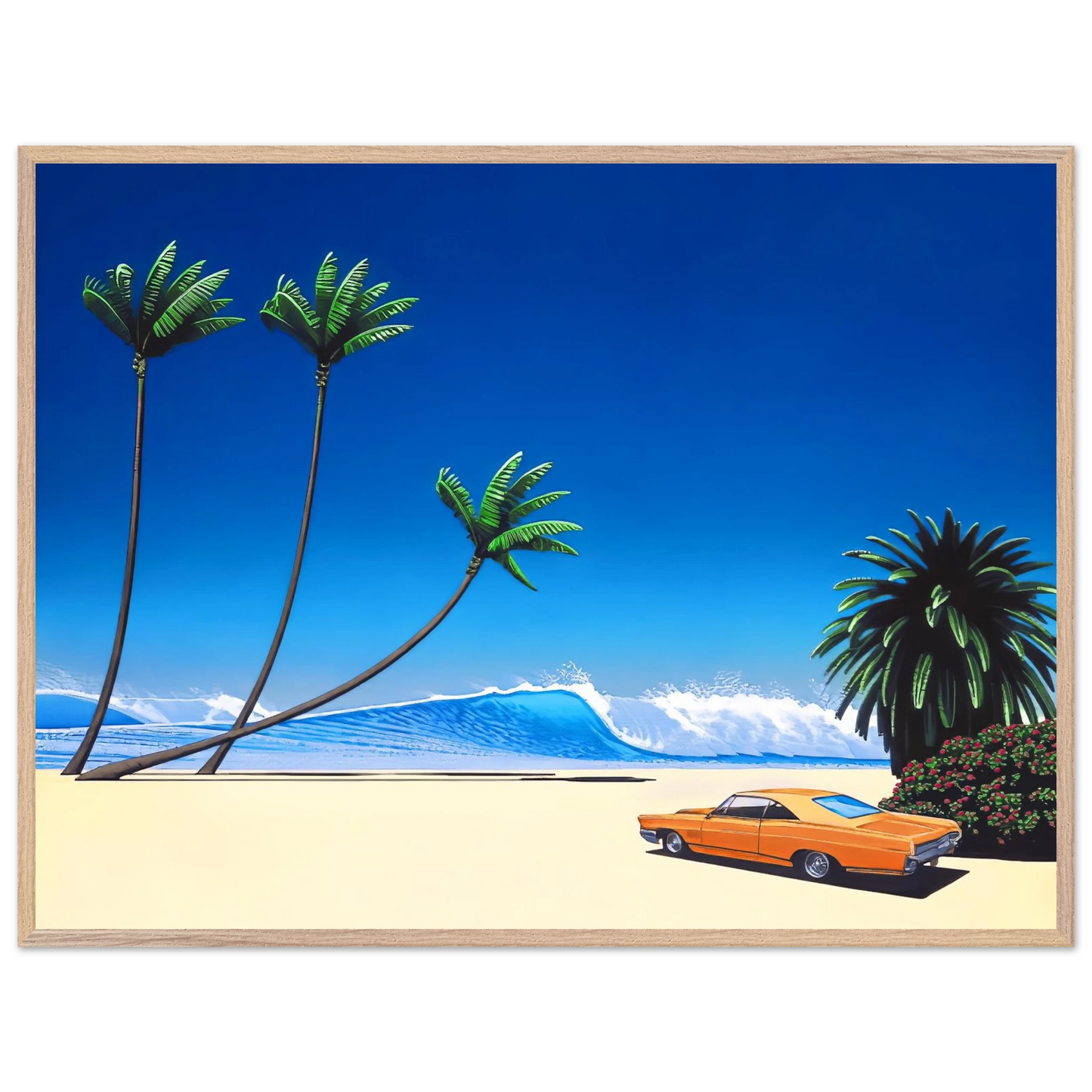 Hiroshi Nagai - Impender Beach Wall Art - 60x80 cm / 24x32 inches - Premium Wooden Framed Poster With Fine Art Paper - Black frame