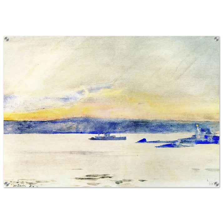 Afterglow, Gloucester Harbor aka Ten Pound Island LIght - Childe Hassam Acrylic Print - 70x100 cm / 28x40″ inches