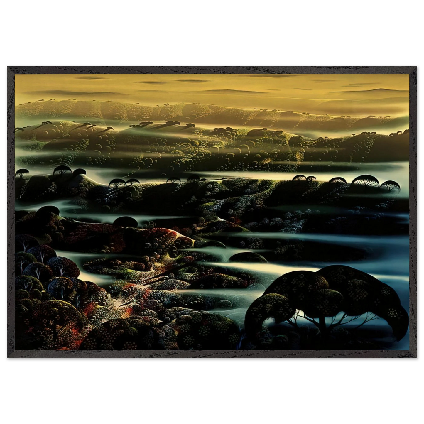 The Valleys Wild - Eyvind Earle 70x100 cm / 28x40 inches Framed Art Print – Black Wooden Frame