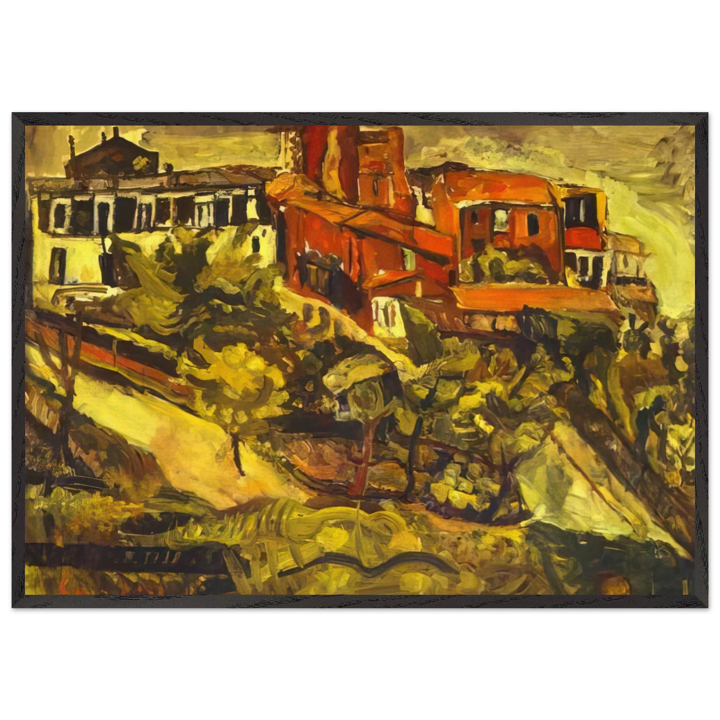 RED HOUSES - Chaim Soutine Framed Art Print – Black Wooden Frame - Default Title - -Framed Art Print