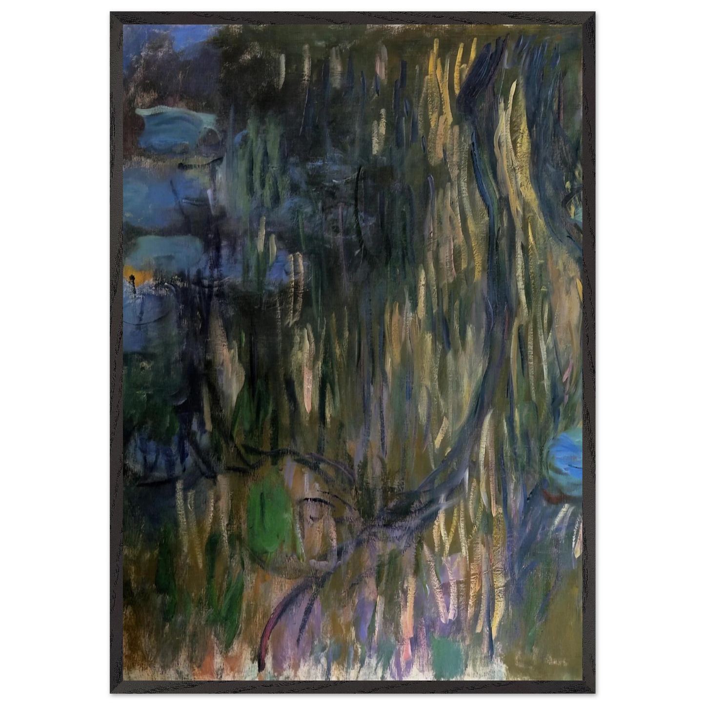 Water Lilies Reflections of Weeping Willows left half - claude monet Framed Art Print – Black Wooden Frame - Default Title - -Framed Art Print
