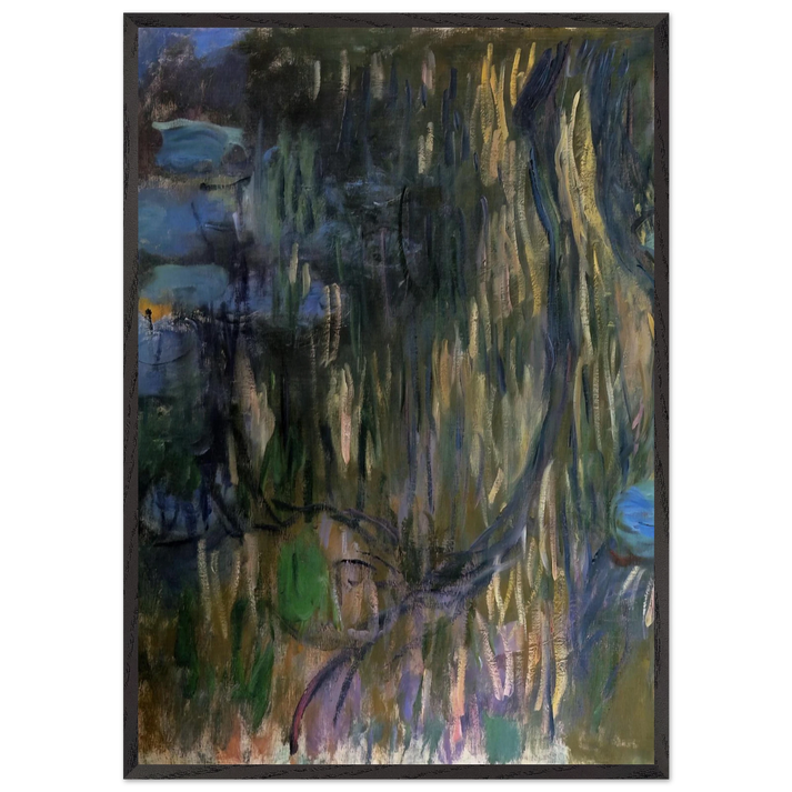 Water Lilies Reflections of Weeping Willows left half - claude monet 70x100 cm / 28x40 inches Framed Art Print – Black Wooden Frame
